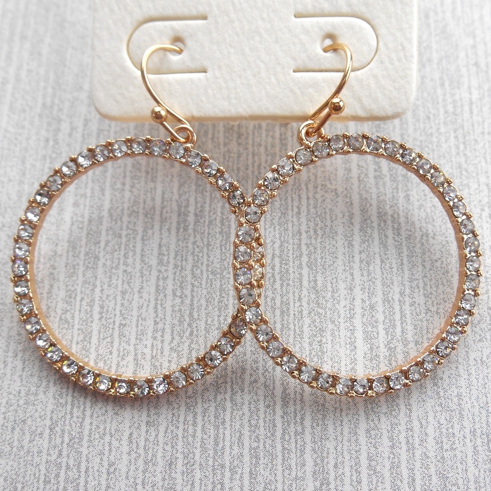 New Circle Rhinestone Earrings - Picture 3 of 5